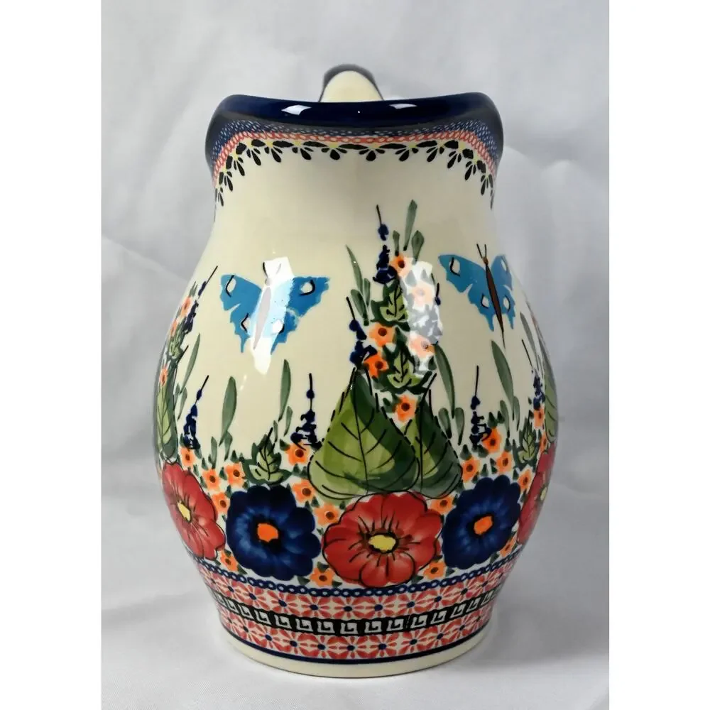 Ceramika Bolestawiec Poland Unikat 1160 J. Skretowska Hand Painted Pitcher